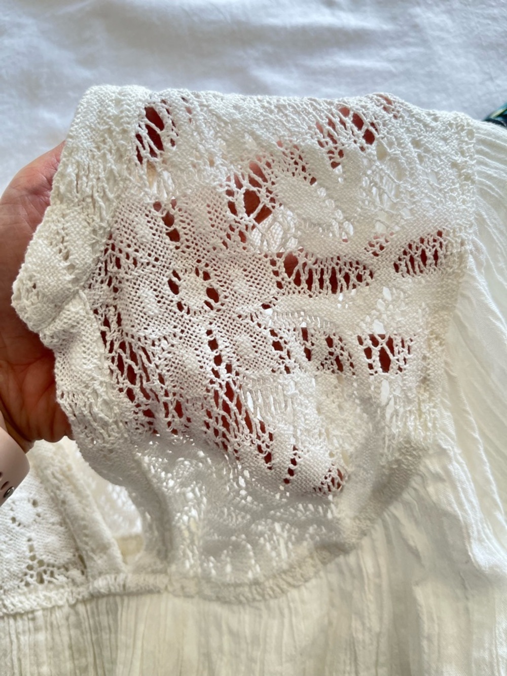 Ricki’s White Lace Boho Blouse Peasant Gauze Top Size 0 Cottagecore Romantic - Picture 12 of 16